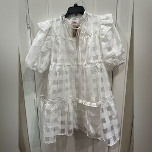 Buddy Love White Tiered Dress Sz L NWT